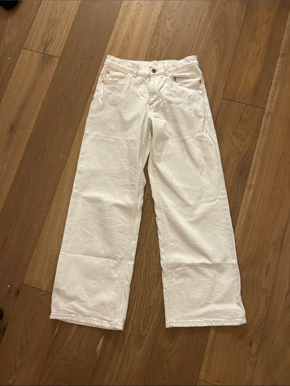 H&M White Wide-Leg High-Rise Jeans